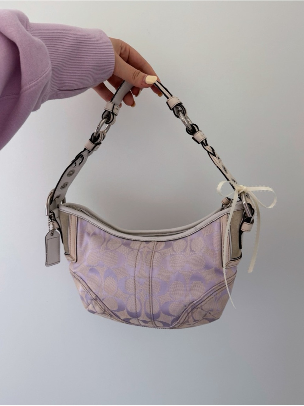Rare Lavender Purple Coach Signature Hobo Shoulder Bag
